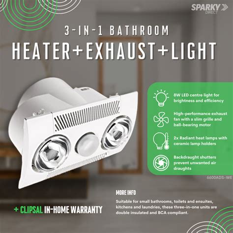 clipsal bathroom fan heater light switch